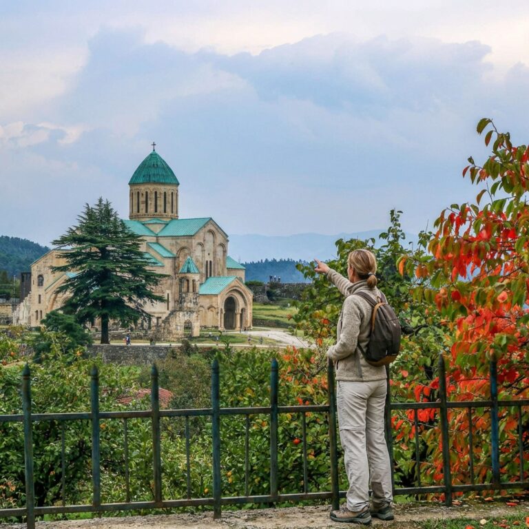woman in front of a church in georgia